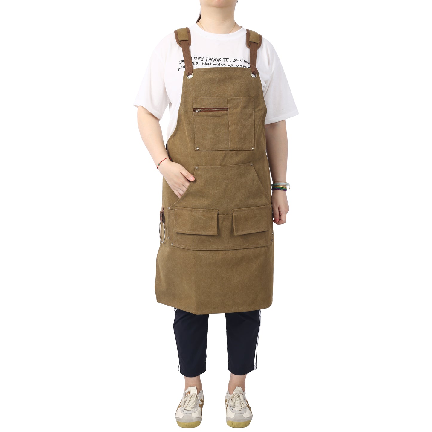 Long heavy-duty canvas tool apron, carpenter apron, carpenter 16 ounces, fully adjustable, no need for waxing