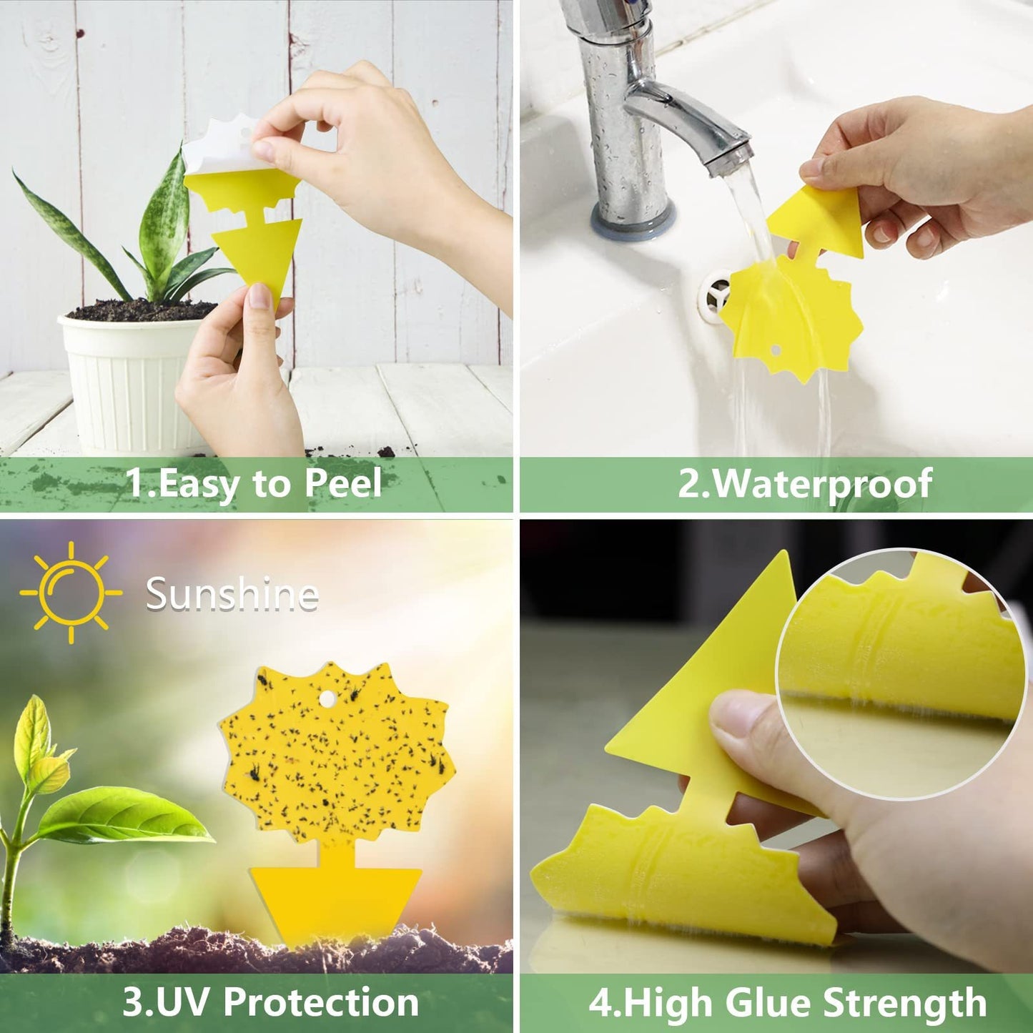 48pcs Sticky Traps for Fruit Fly, Whitefly, Fungus Gnat, Mosquito and Bug, Yellow, Insect Catcher Traps for Indoor/Outdoor/Kitchen,