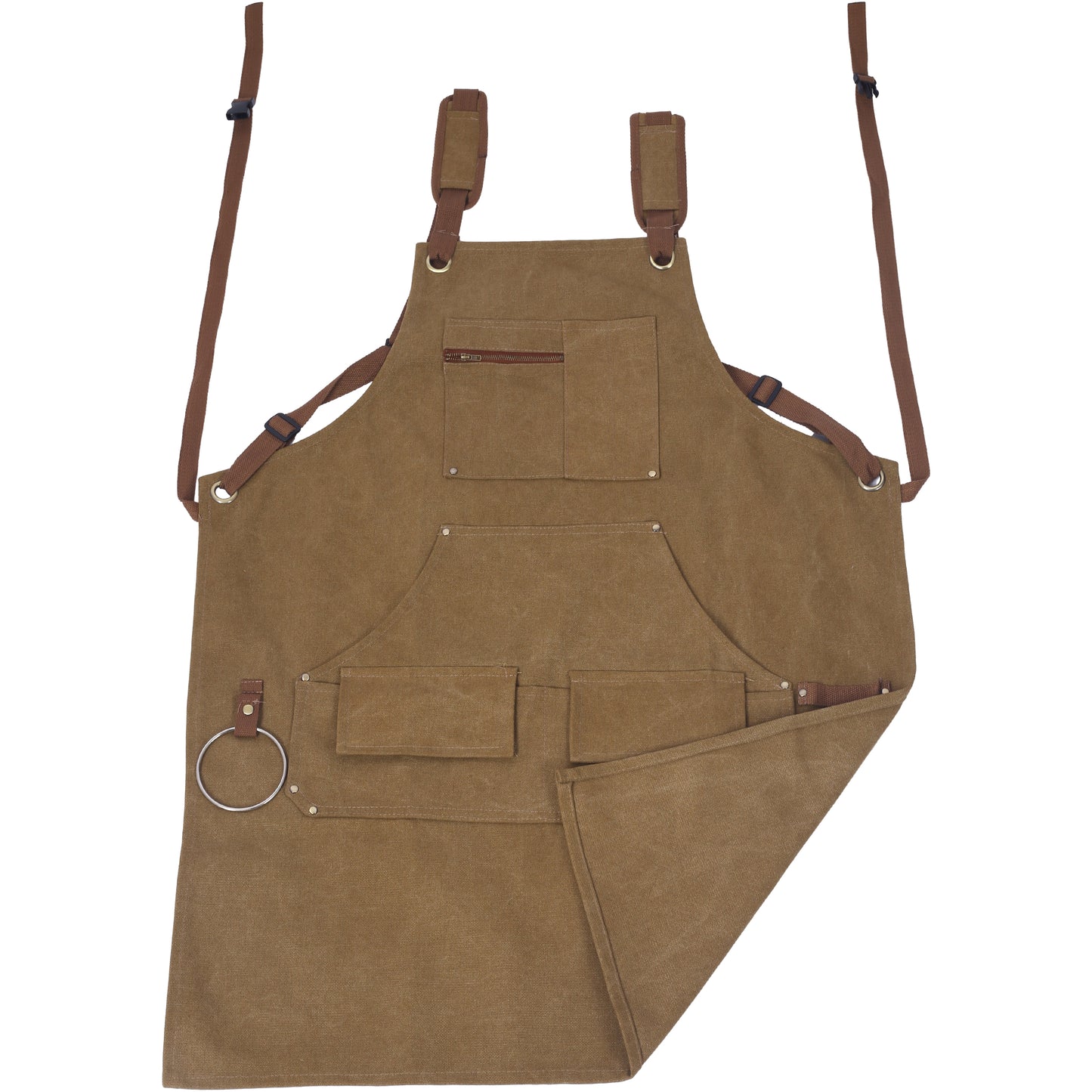 Long heavy-duty canvas tool apron, carpenter apron, carpenter 16 ounces, fully adjustable, no need for waxing