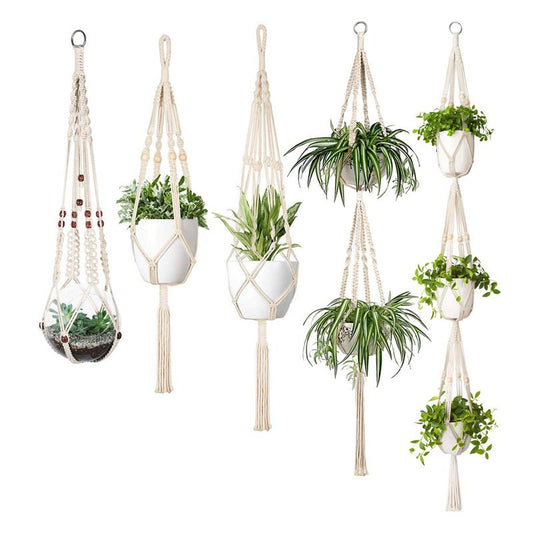 Macrame Plant Hanger Set Of 5 Indoor Wall Hanging Planter Basket Flower Pot Holder