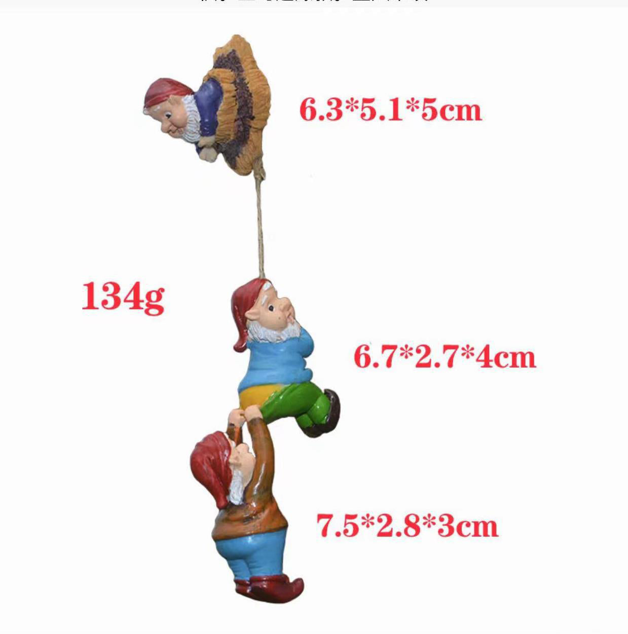 Resin Dwarf Three Dwarf Room Climbing Rope Outdoor Pastoral Decoration Ornaments Garden Courtyard Crafts